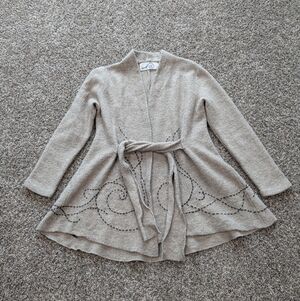 Rosie Neira X Anthro 100% Wool Embroidered Belted Cardigan Medium